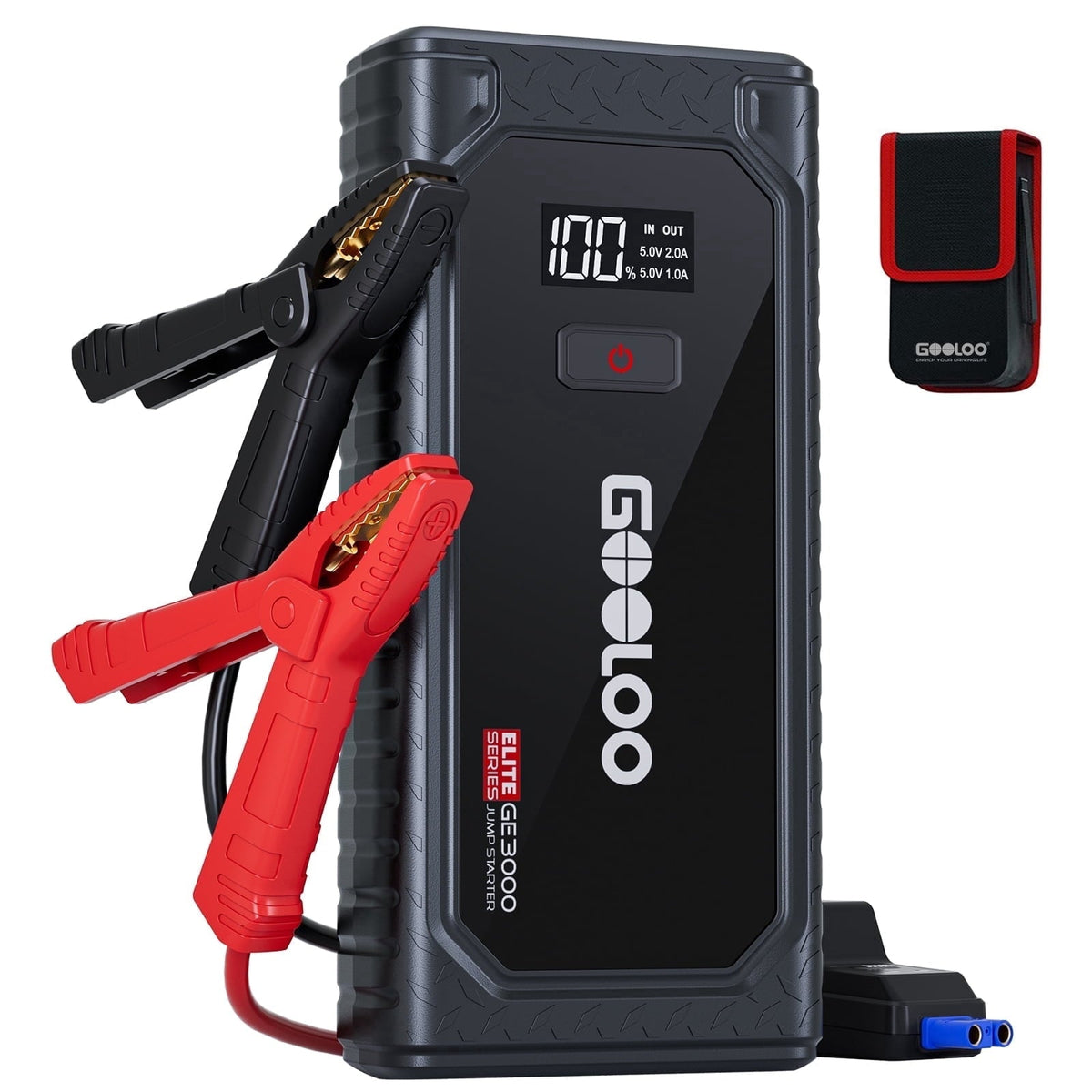 GOOLOO GE3000 Car Jump Starter, 3000A Portable Jump Box & Battery Booster with Smart Jumper Cables, 12V Jump Starter for Up to 8.5L Gas/6.0L Diesel
