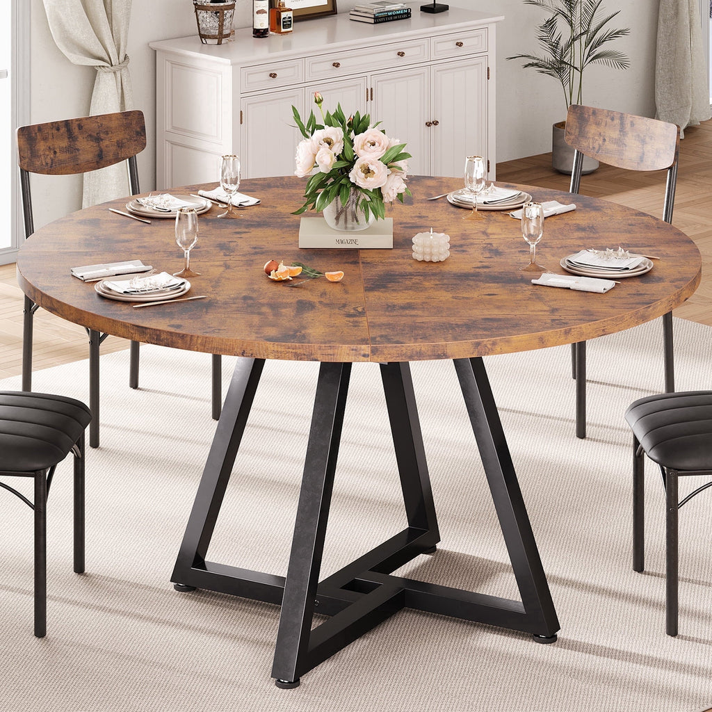Hijob 47 Inch Rustic Round Dining Table, Circle Dining Table for Dining Room, Home(Only Table)
