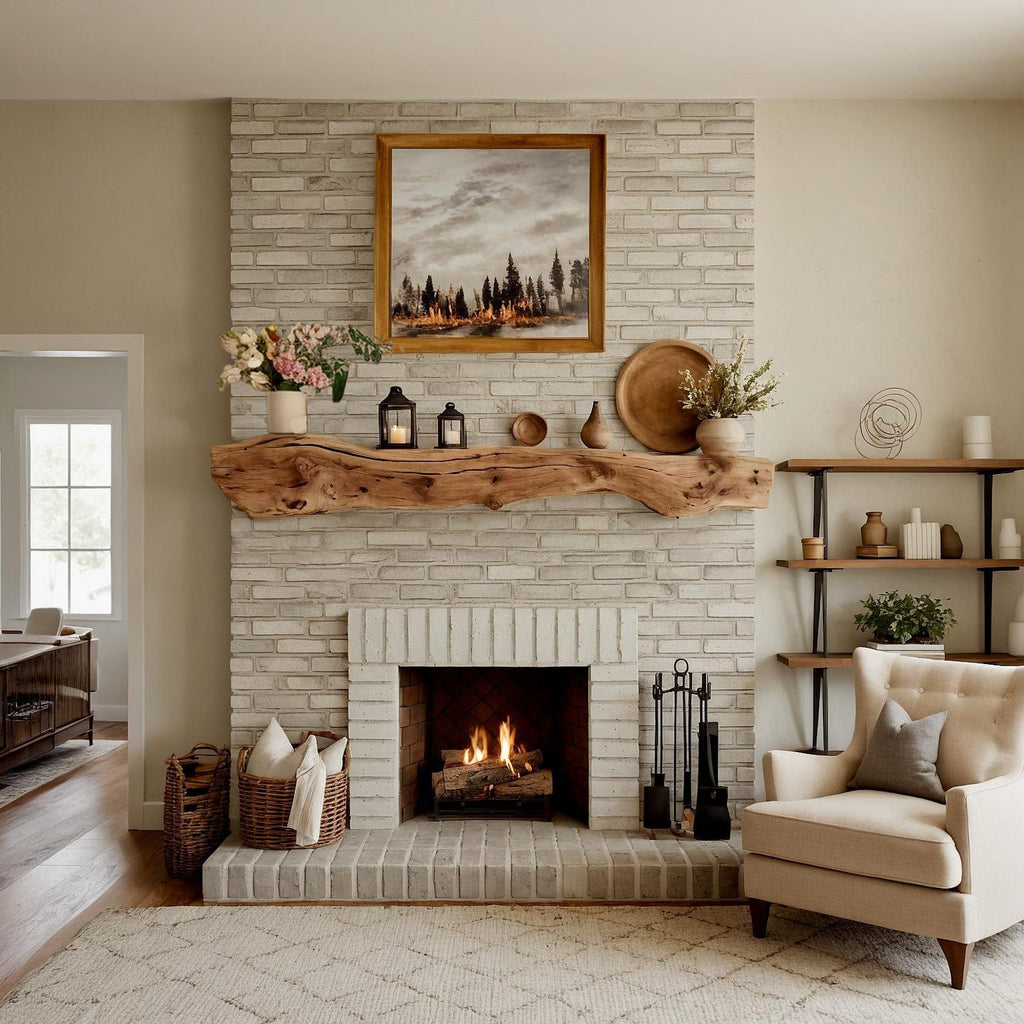 Rustic Solid Wood Floating Fireplace Mantel Shelf