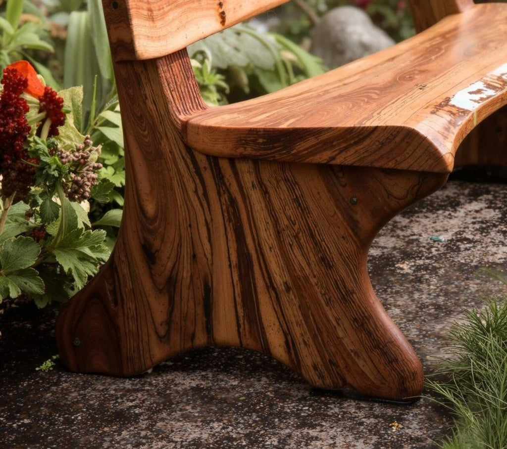 Rustic Live Edge Solid Wood Bench with Backrest for Hallway or Patio - view 2
