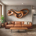 Modern Abstract Carved Solid Wood Wall Sculpture