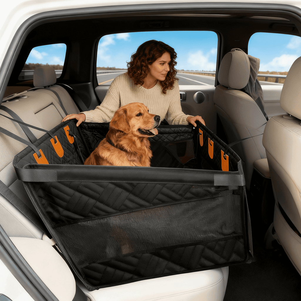 Kohree Dog Car Seat for Large Medium Dogs, Back Seat Extender with Hard Bottom, Waterproof Non-Slip Hammock for Pet, with Storage Pocket for
