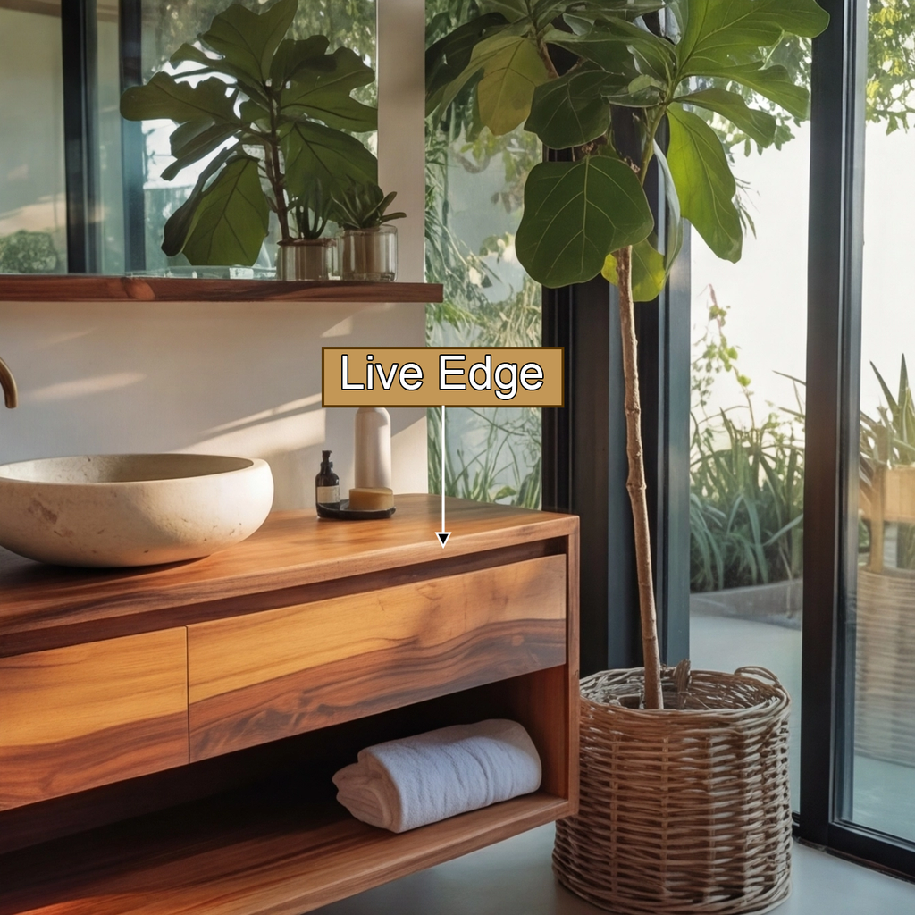 Japandi Solid Wood Floating Bathroom Vanity with Hidden Drawers - view 7