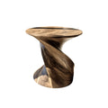 Twisted Pedestal Solid Wood Side Table with Round Top in Natural Oak finish