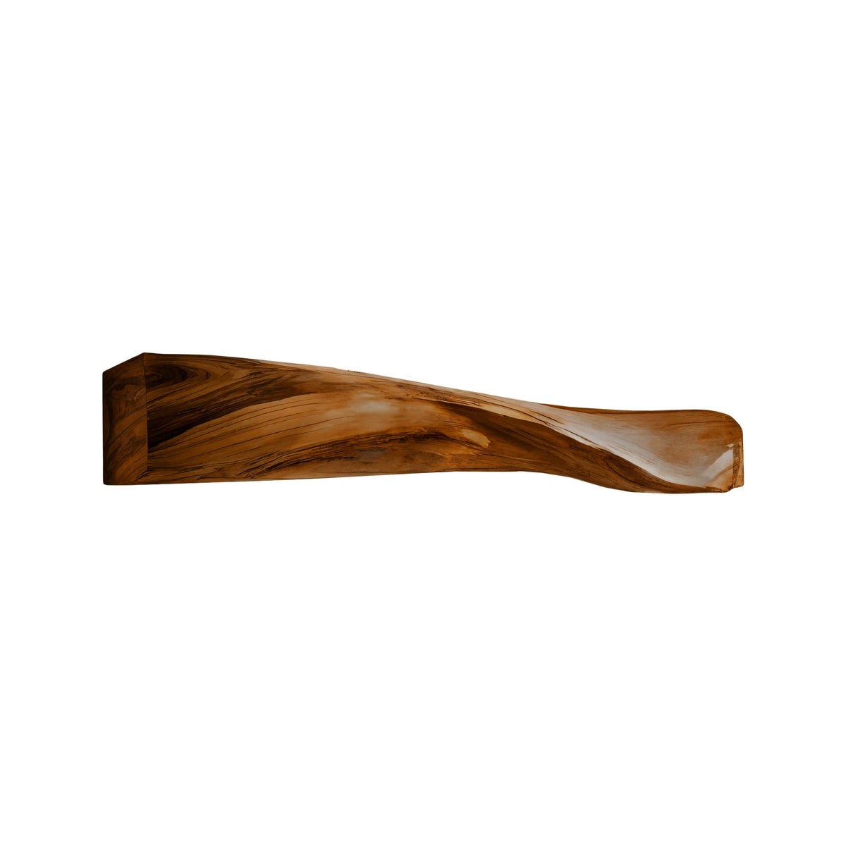 Wave-Form Solid Wood Floating Fireplace Mantel Shelf in Brown finish