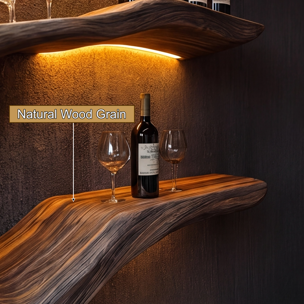 Illuminated Solid Hardwood Tree Wine Rack with LED Backlight - view 3