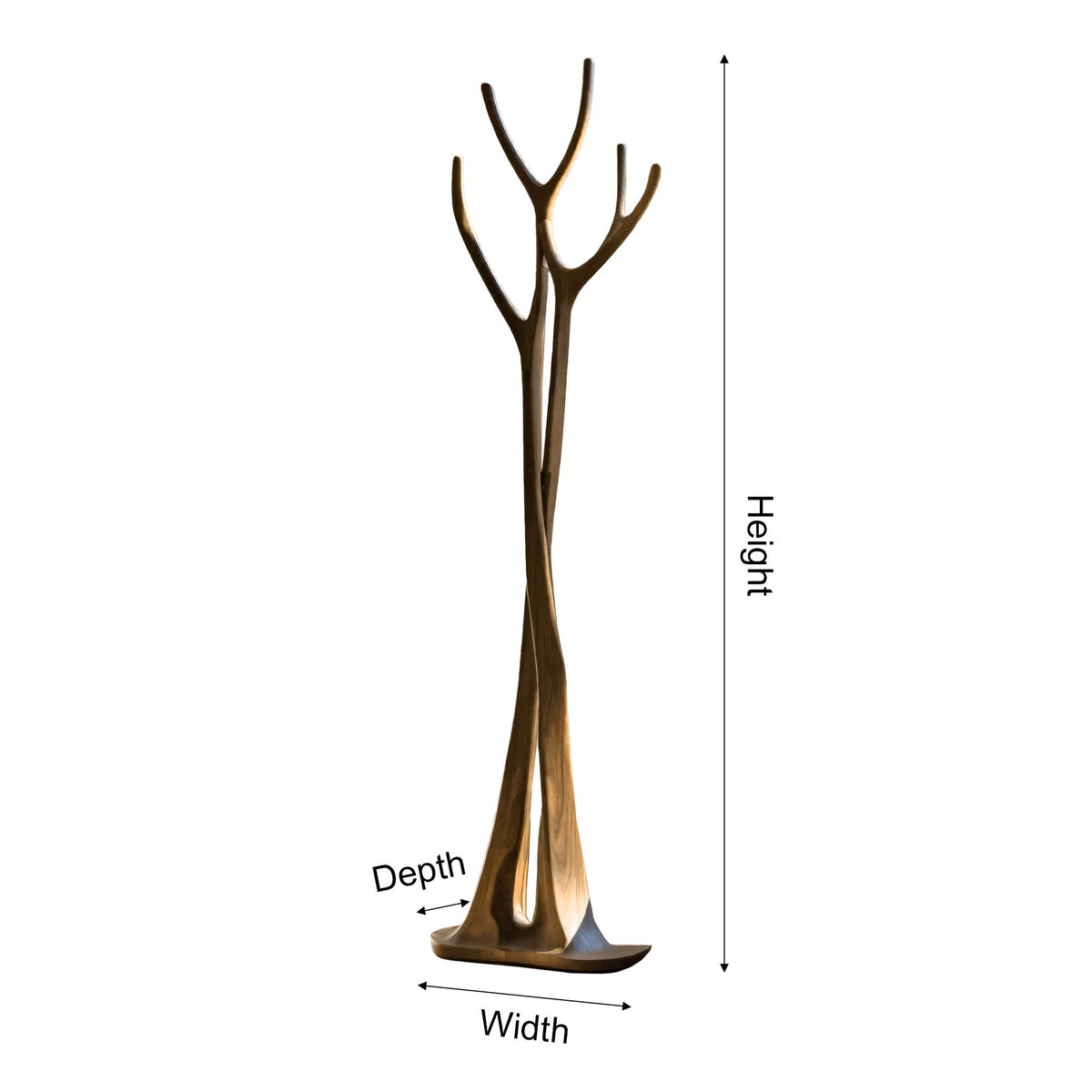 Sculpted Solid Wood Freestanding Tree Coat Rack with Curved Branches - view 2