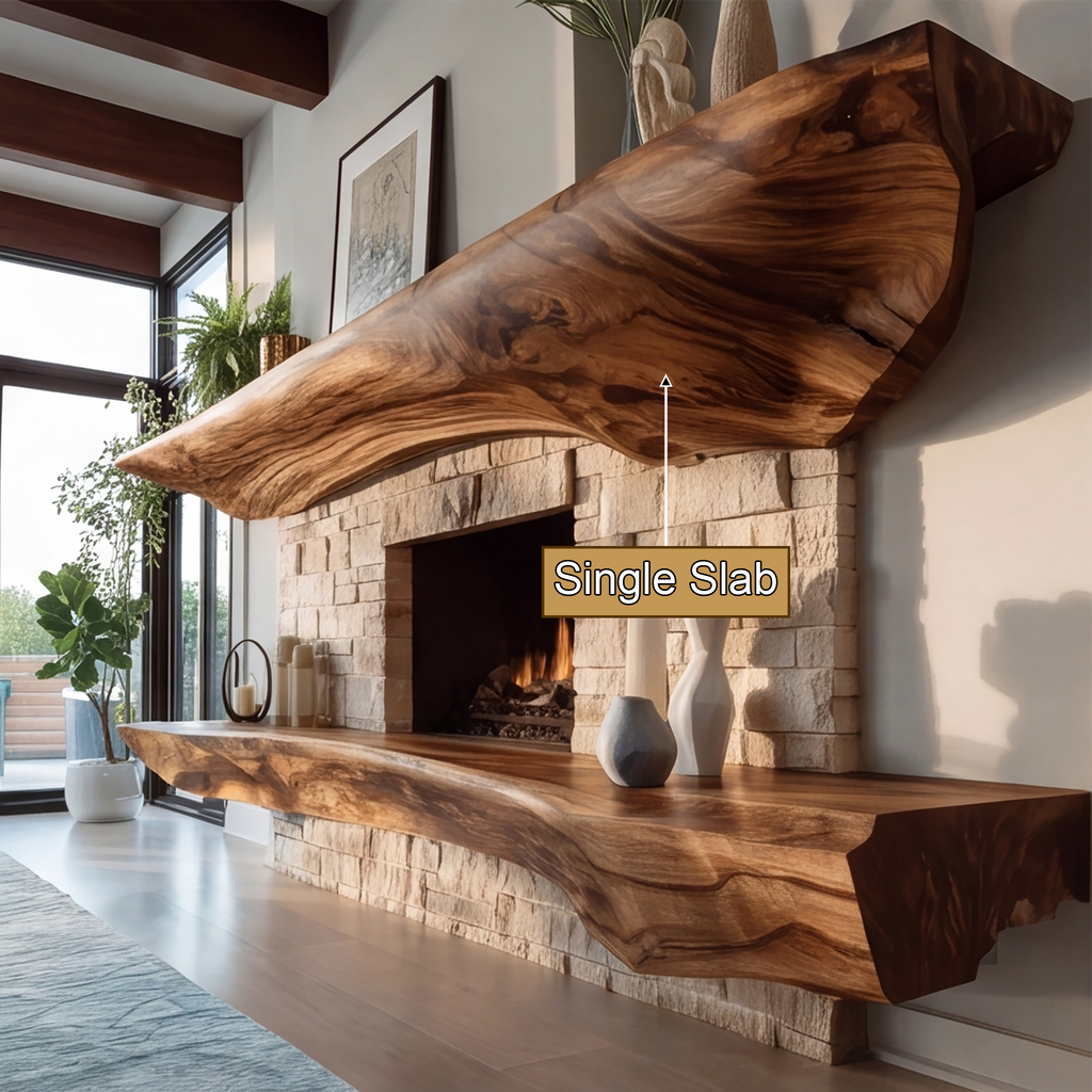 Sculpted Solid Hardwood Floating Fireplace Mantel Shelf - view 9