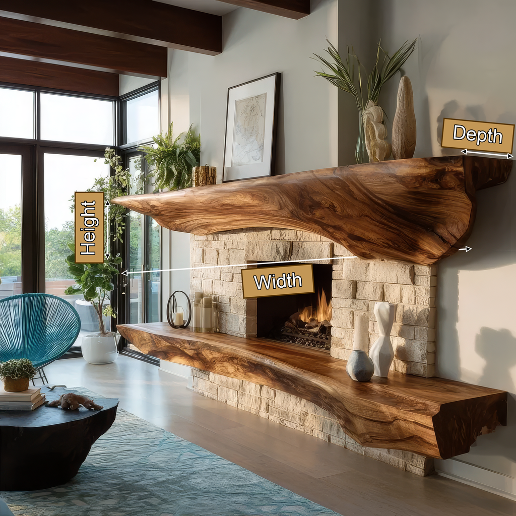Sculpted Solid Hardwood Floating Fireplace Mantel Shelf - view 8