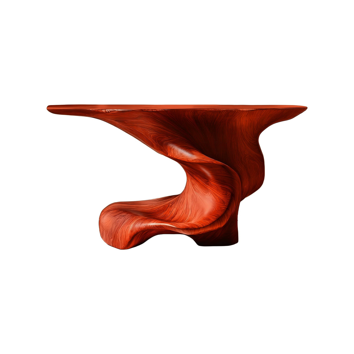 Monolithic Pedestal Solid Wood Console Table with Slim Top in Mahogany finish