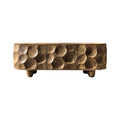 Sculpted Solid Walnut Sideboard Cabinet with Carved Concave Doors in Natural Oak finish
