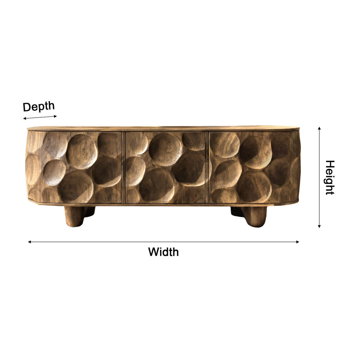 Sculpted Solid Walnut Sideboard Cabinet with Carved Concave Doors - view 5