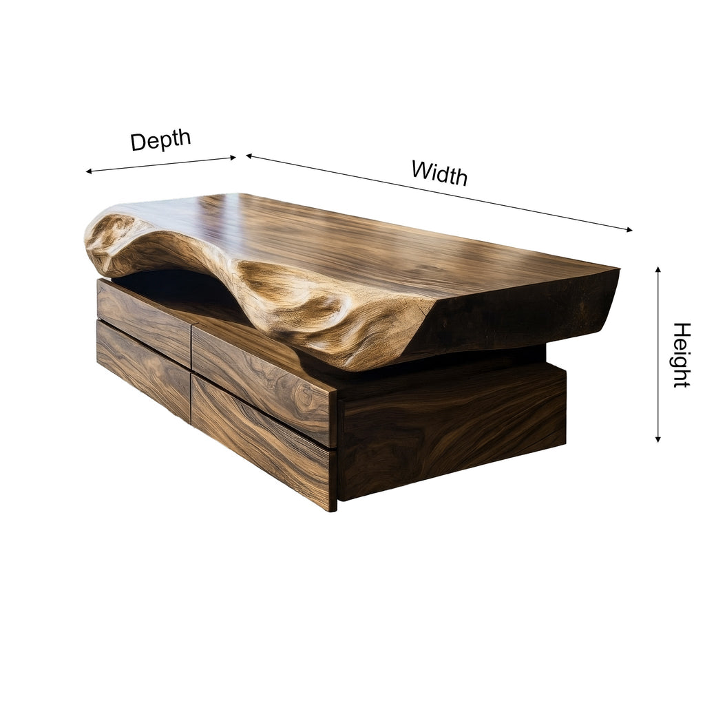 Live Edge Floating Bathroom Vanity with Drawers and Wood Vessel Sink - view 5