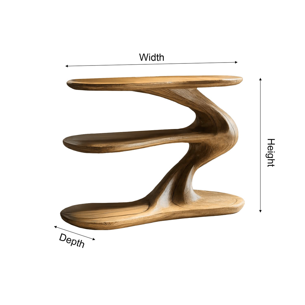 Sculpted Solid Wood Record Player Stand with Wave Contours - view 6