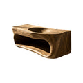Solid Wood Floating Bathroom Vanity with Carved Integrated Sink in Natural Oak finish