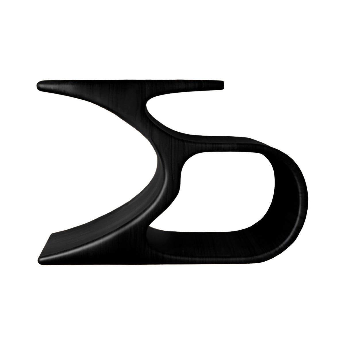 Sculpted Solid Wood Record Player Stand with Curved Vinyl Storage in Black finish