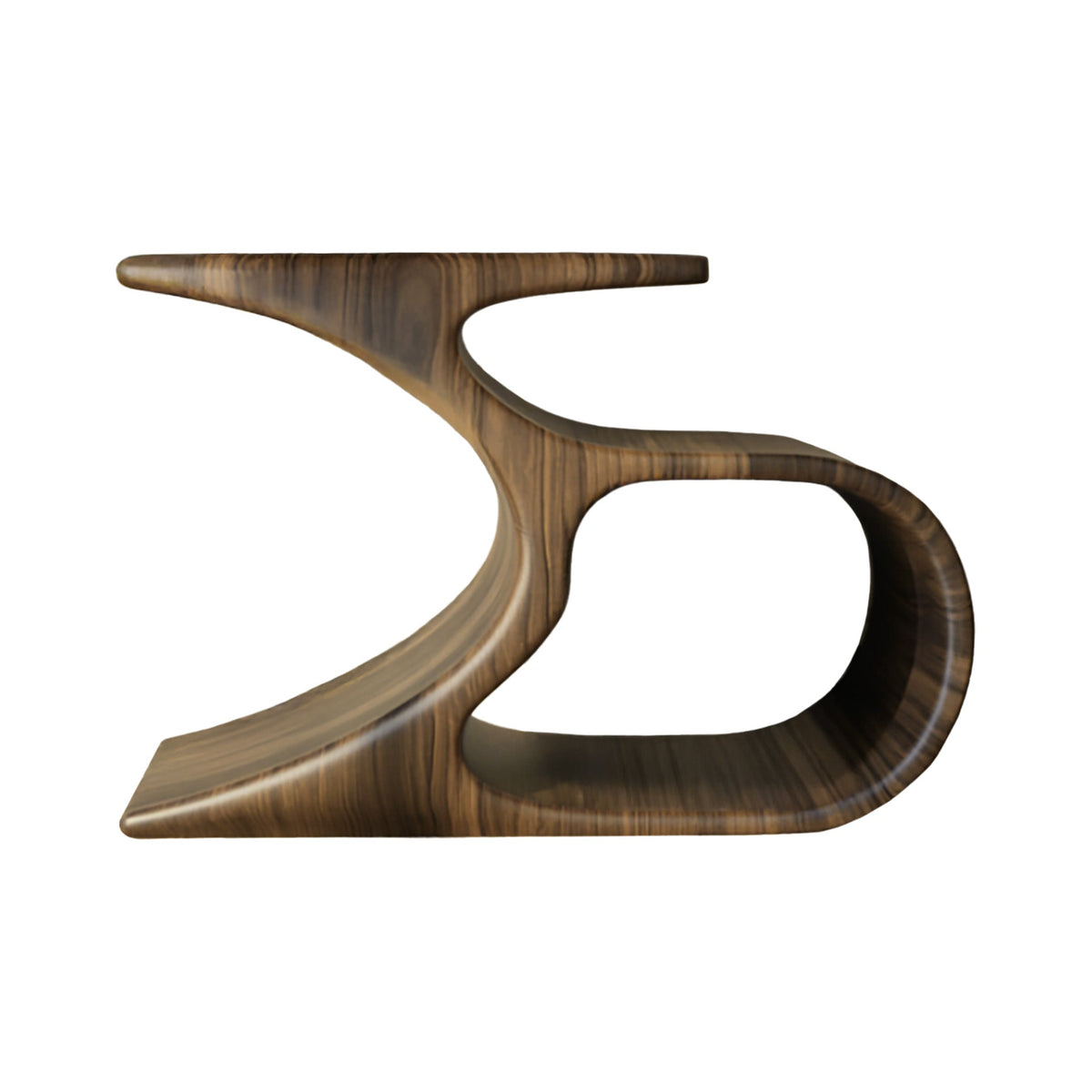 Sculpted Solid Wood Record Player Stand with Curved Vinyl Storage in Natural Oak finish