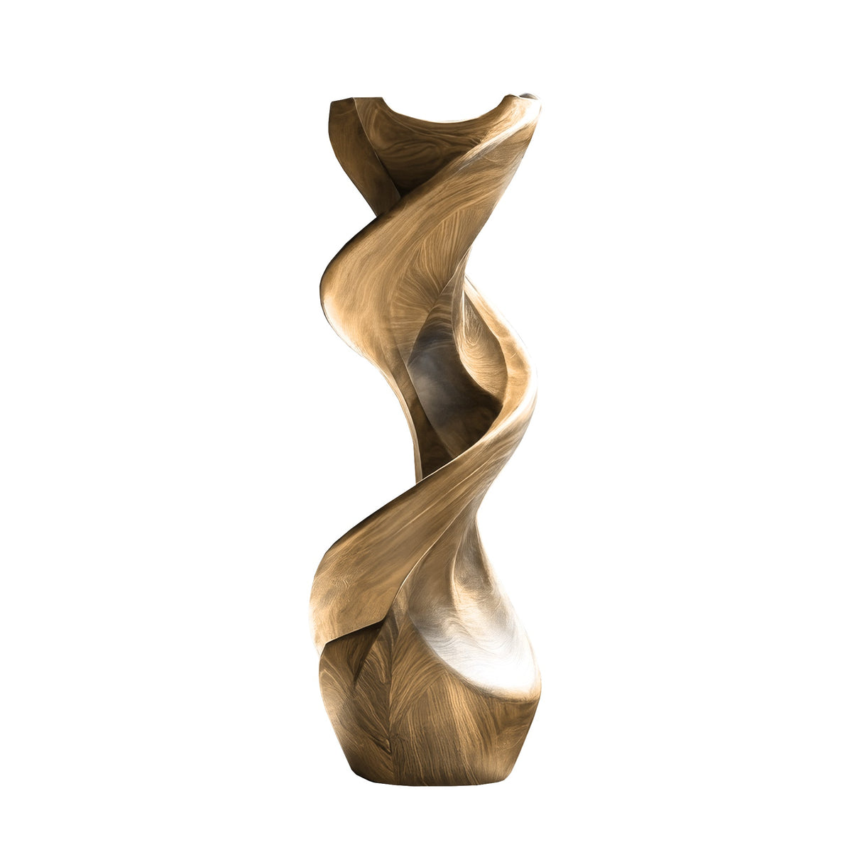 Twisted Solid Hardwood Pedestal Stand with Ribbon Spiral Form in Natural Oak finish