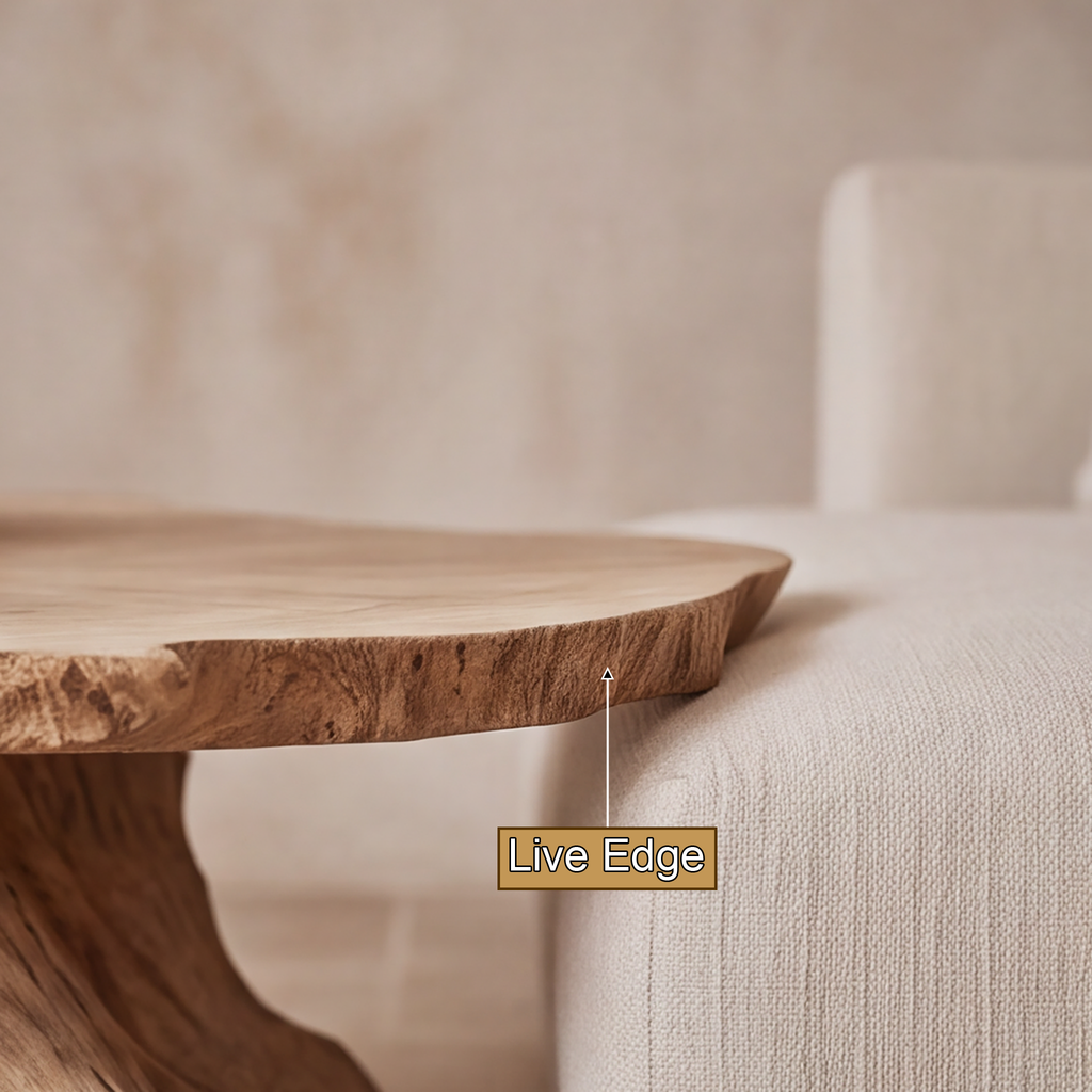 Live Edge Solid Wood Coffee Table with Root-Inspired Base - view 4