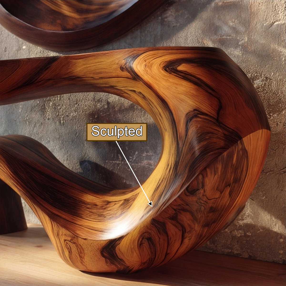 Sculpted Solid Wood Console Table with Wave Asymmetrical Base - view 12