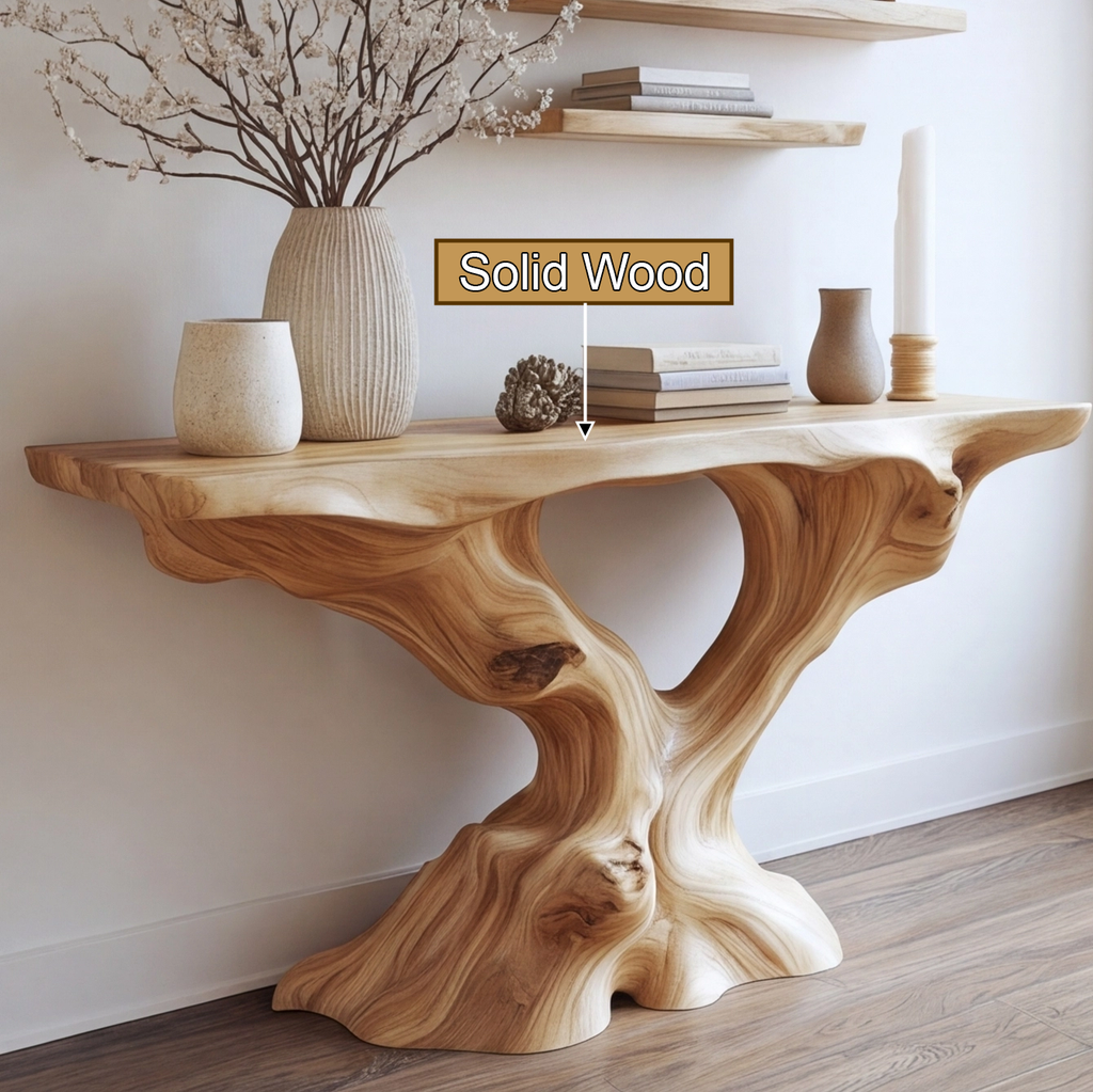 Root-Inspired Solid Wood Console Table with Natural Edge Top - view 12