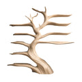 Solid Wood Tree Wine Rack with Integrated LED Backlit Branch Shelves in Natural Oak finish