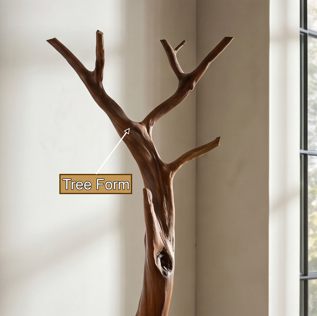 Sculpted Solid Wood Tree Coat Rack with Branch Hooks - view 5