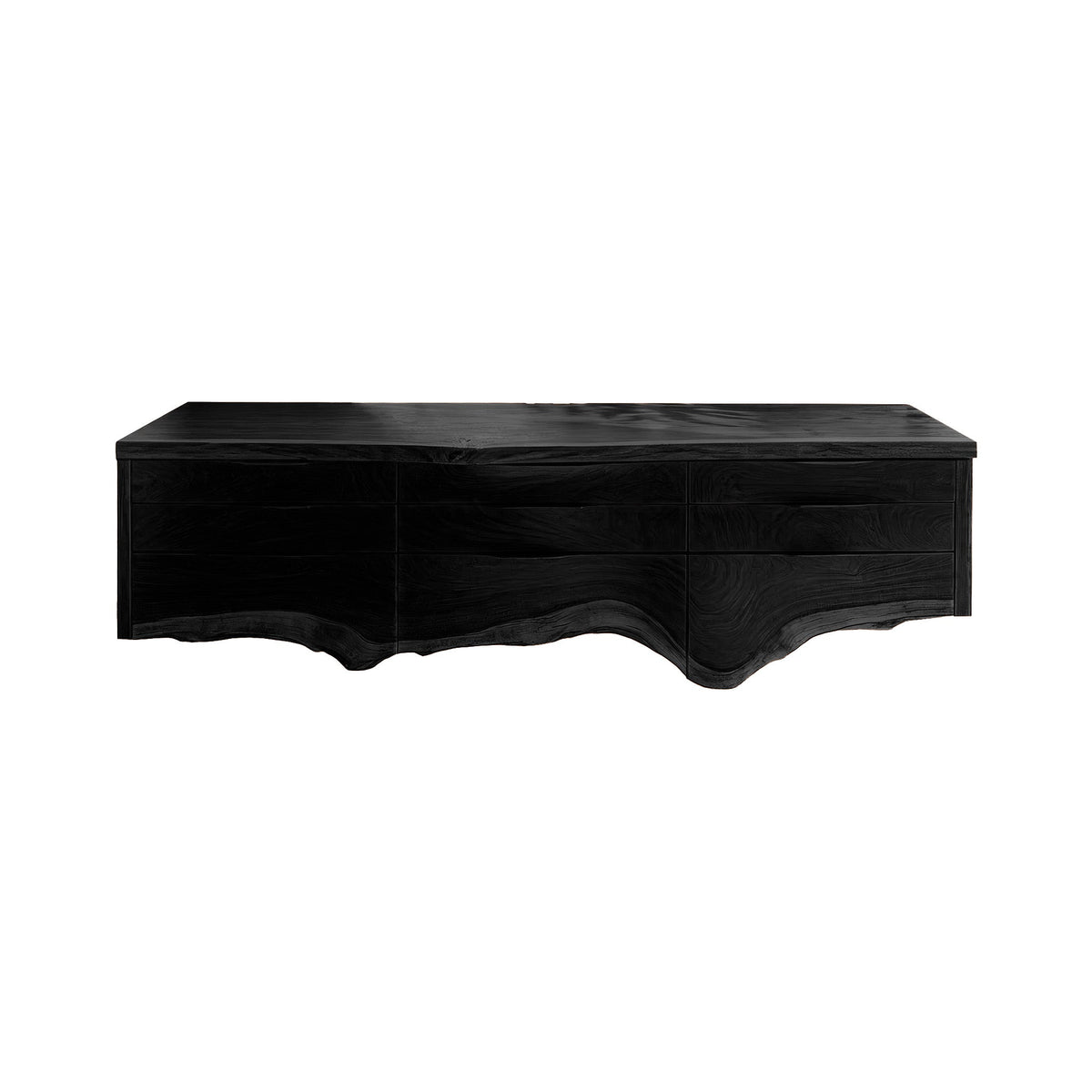 Live Edge Hardwood Floating Bathroom Vanity with Drawer Storage in Black finish