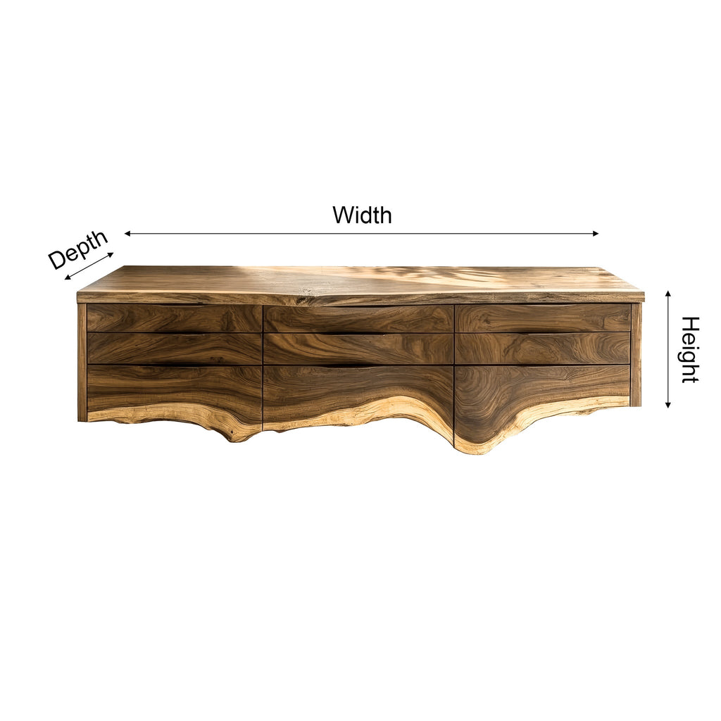 Live Edge Hardwood Floating Bathroom Vanity with Drawer Storage - view 4