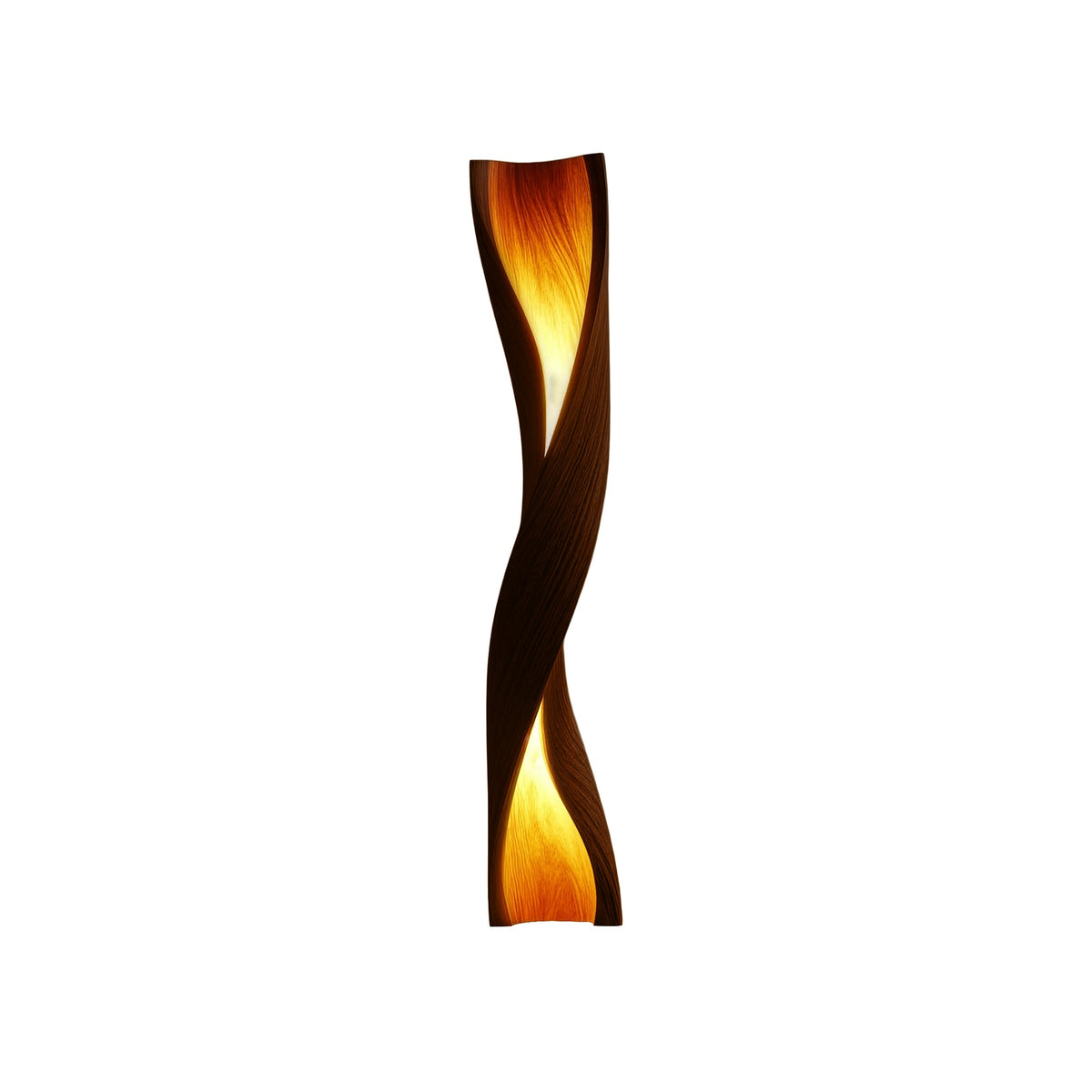 Sculpted Solid Wood Twisting Floor Lamp with Integrated LED in Dark Walnut finish