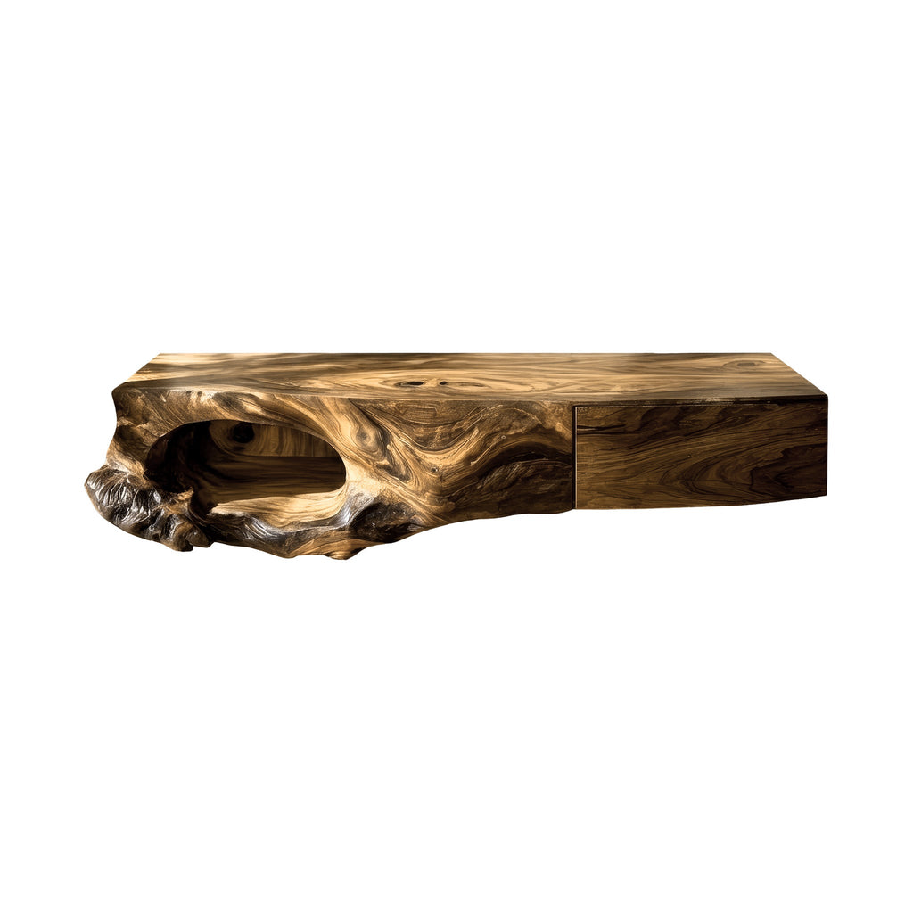Live Edge Solid Hardwood Floating Bathroom Vanity with Drawer in Natural Oak finish