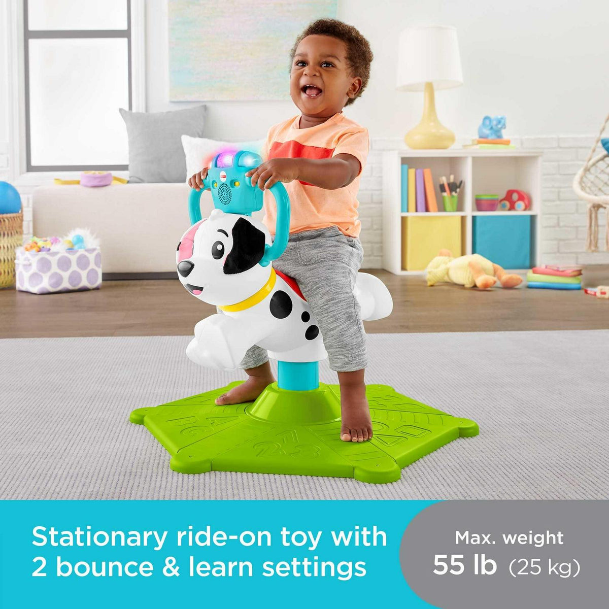 Fisher-Price Bounce And Spin Puppy Musical Ride-On Learning Toy, Multi ...