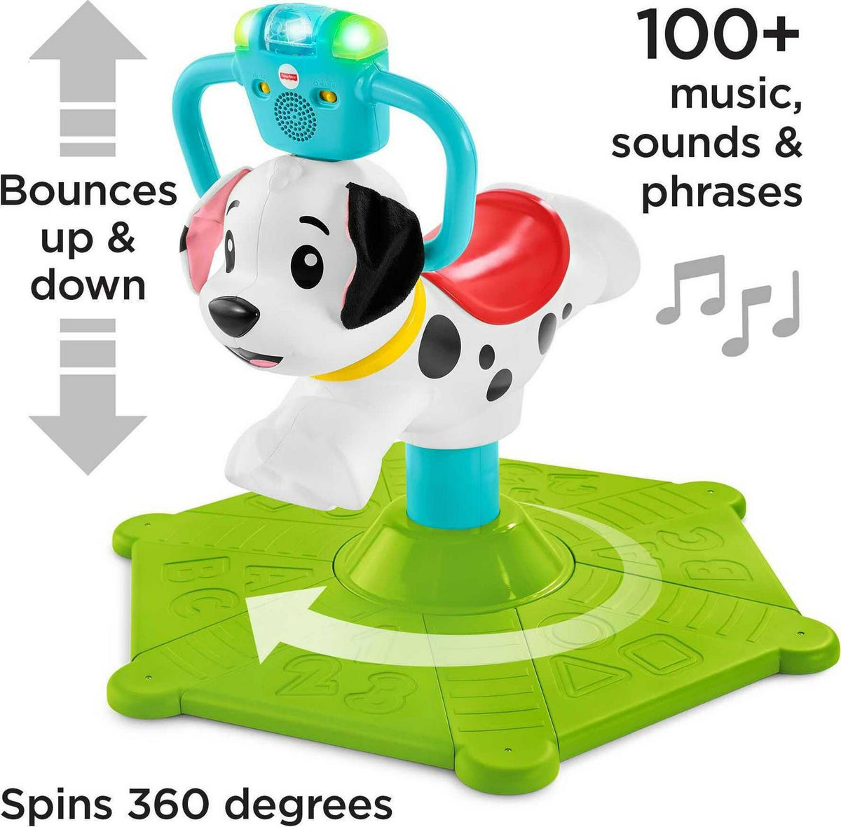Fisher-Price Bounce And Spin Puppy Musical Ride-On Learning Toy, Multi ...