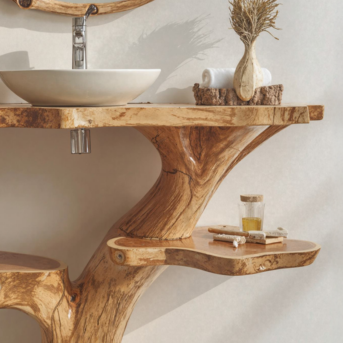 Live Edge Wood Floating Bathroom Vanity Counter Shelf - view 3