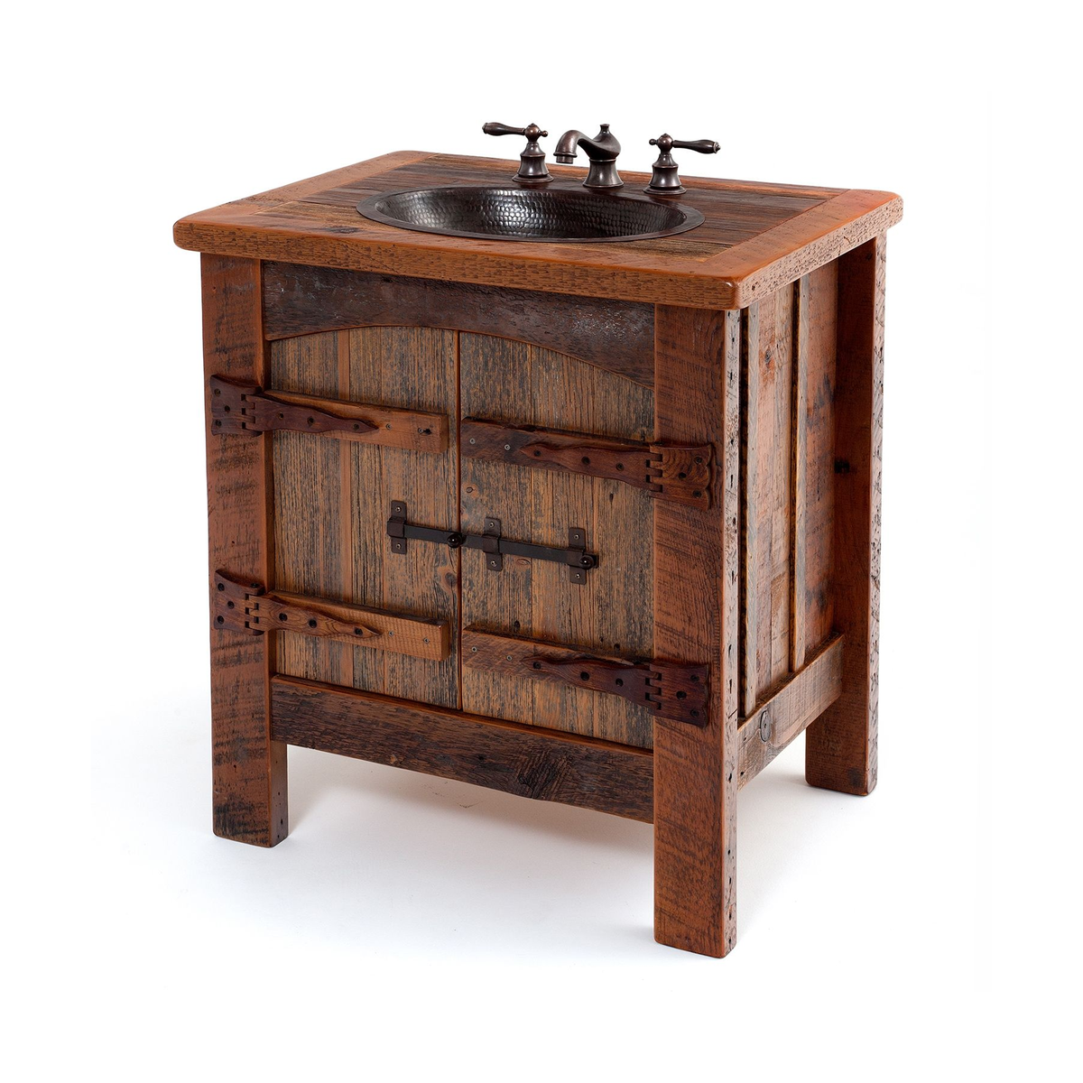 Live Edge Floating Wood Bathroom Sink Vanity, Mid-Century Style