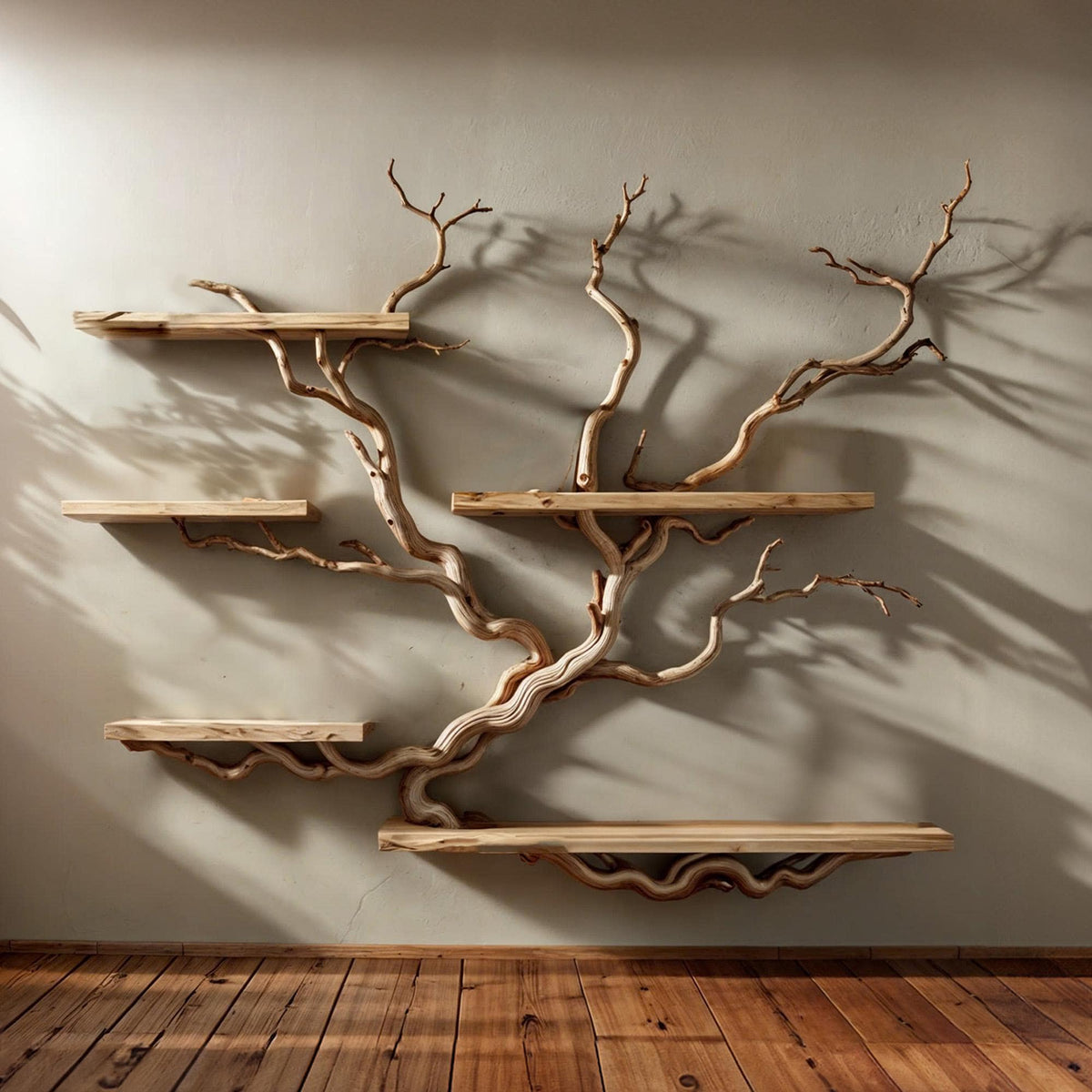Tree Branch Floating Bookshelf with Driftwood Look, Wall Mounted - view 2