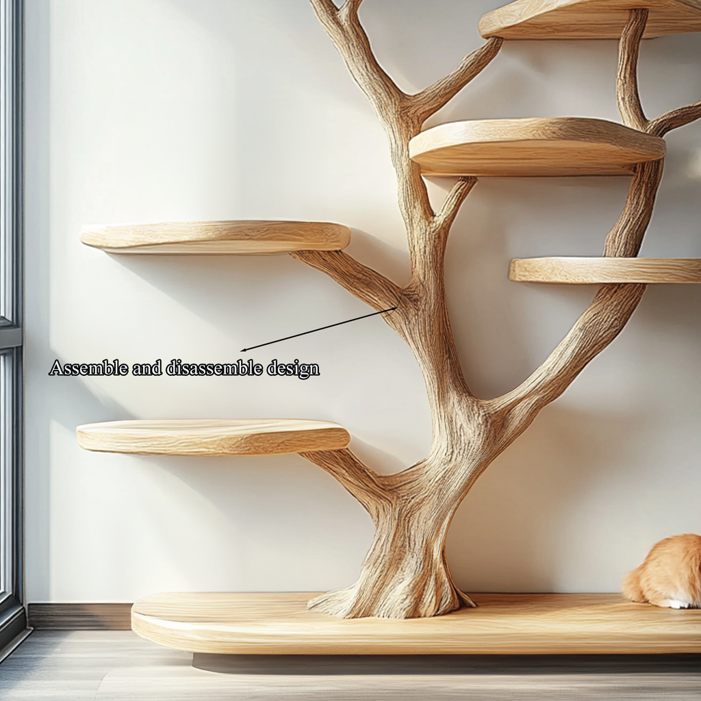 Rustic Natural Wood Cat Tree with Branch Platforms - view 4