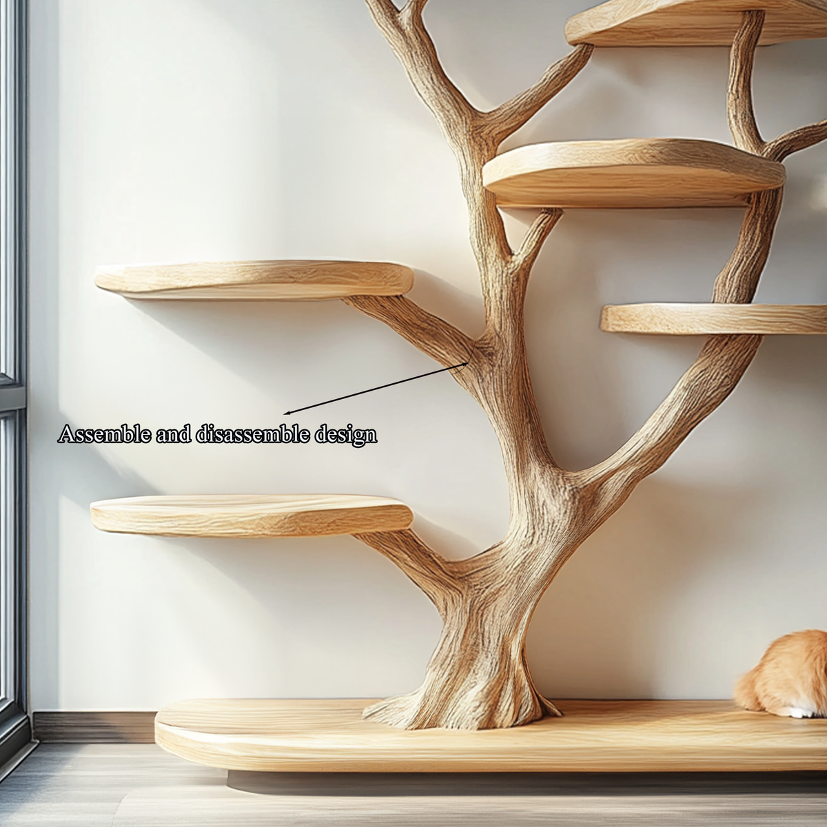 Rustic Natural Wood Cat Tree with Branch Platforms - view 4