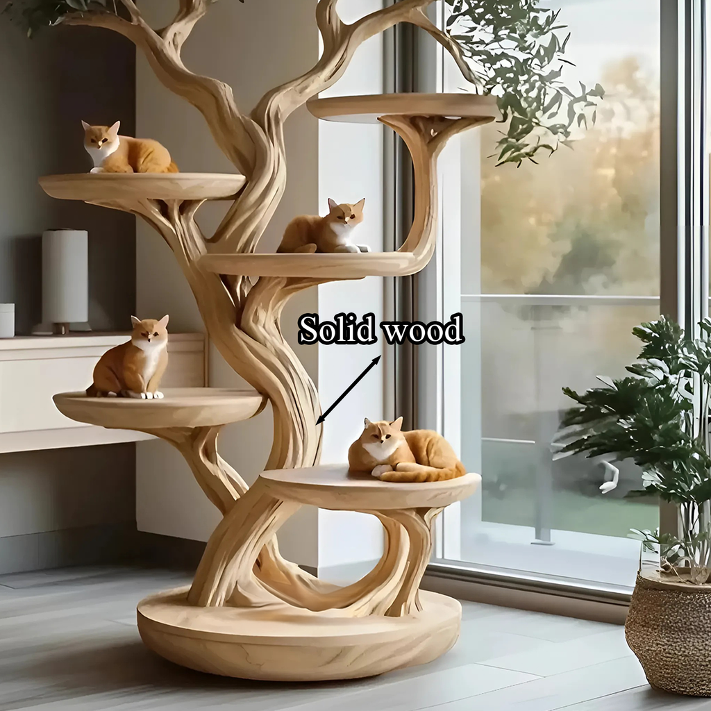 Rustic Solid Wood Cat Tree with Natural Branch Design - view 3
