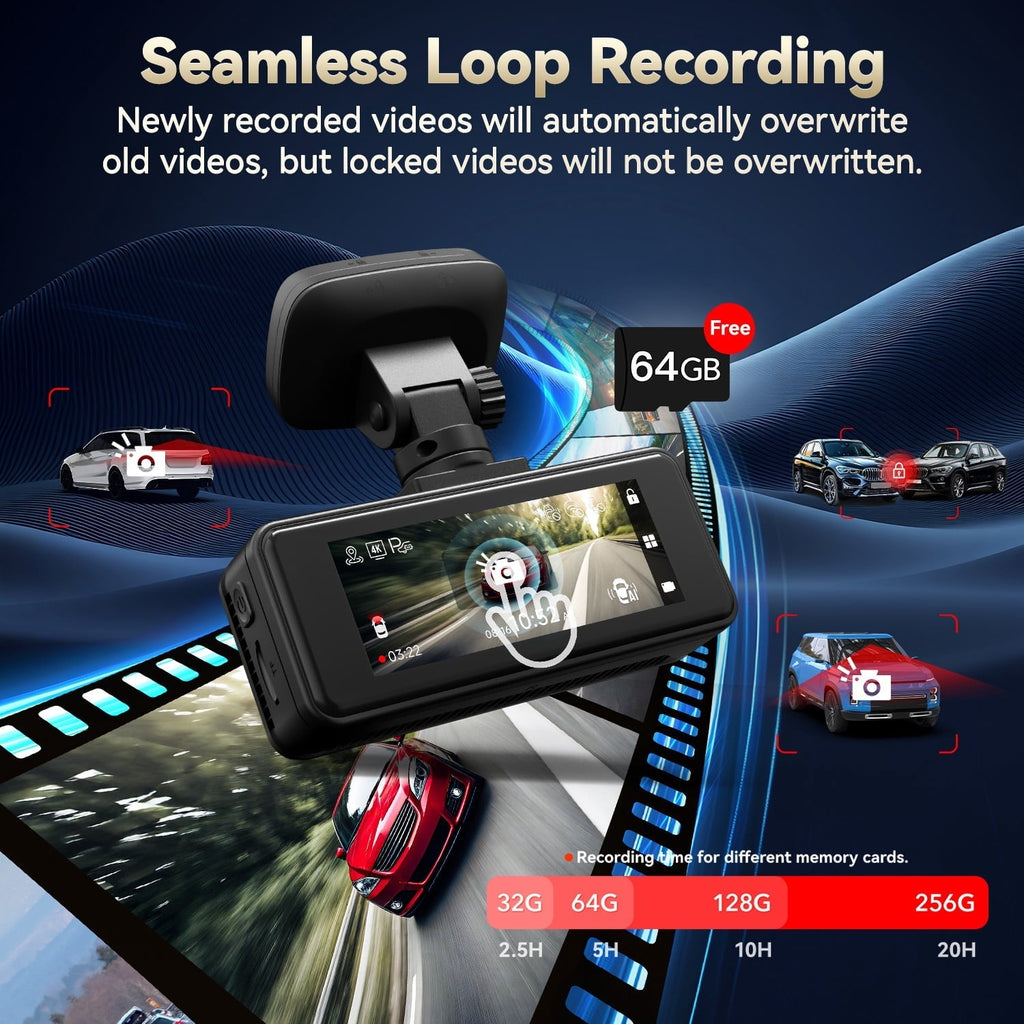 Camera Small Screen REDTIGER A8 Dash Cam Front and Rear, 4K Car Dash Camera with AI Driver ...