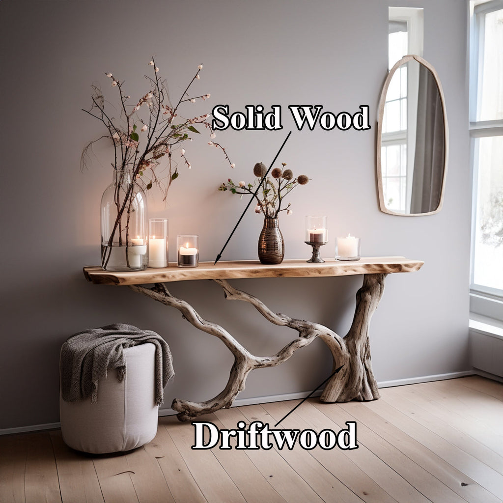 Live Edge Solid Wood Console Side Table with Floating Top - view 5