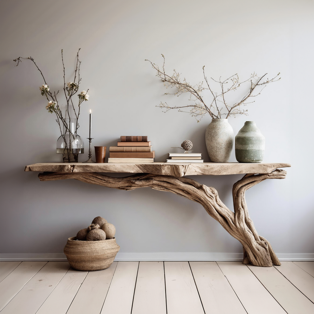 Solid Wood Rustic Console Table for Entryway and Hallway