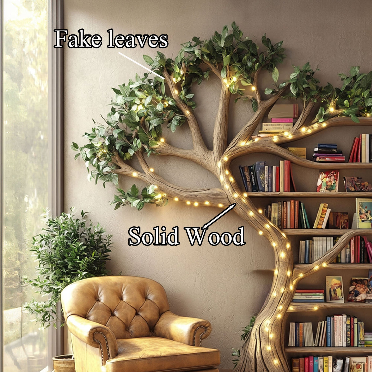 Natural Tree Branch Floating Bookshelf for Living Room Wall - view 4