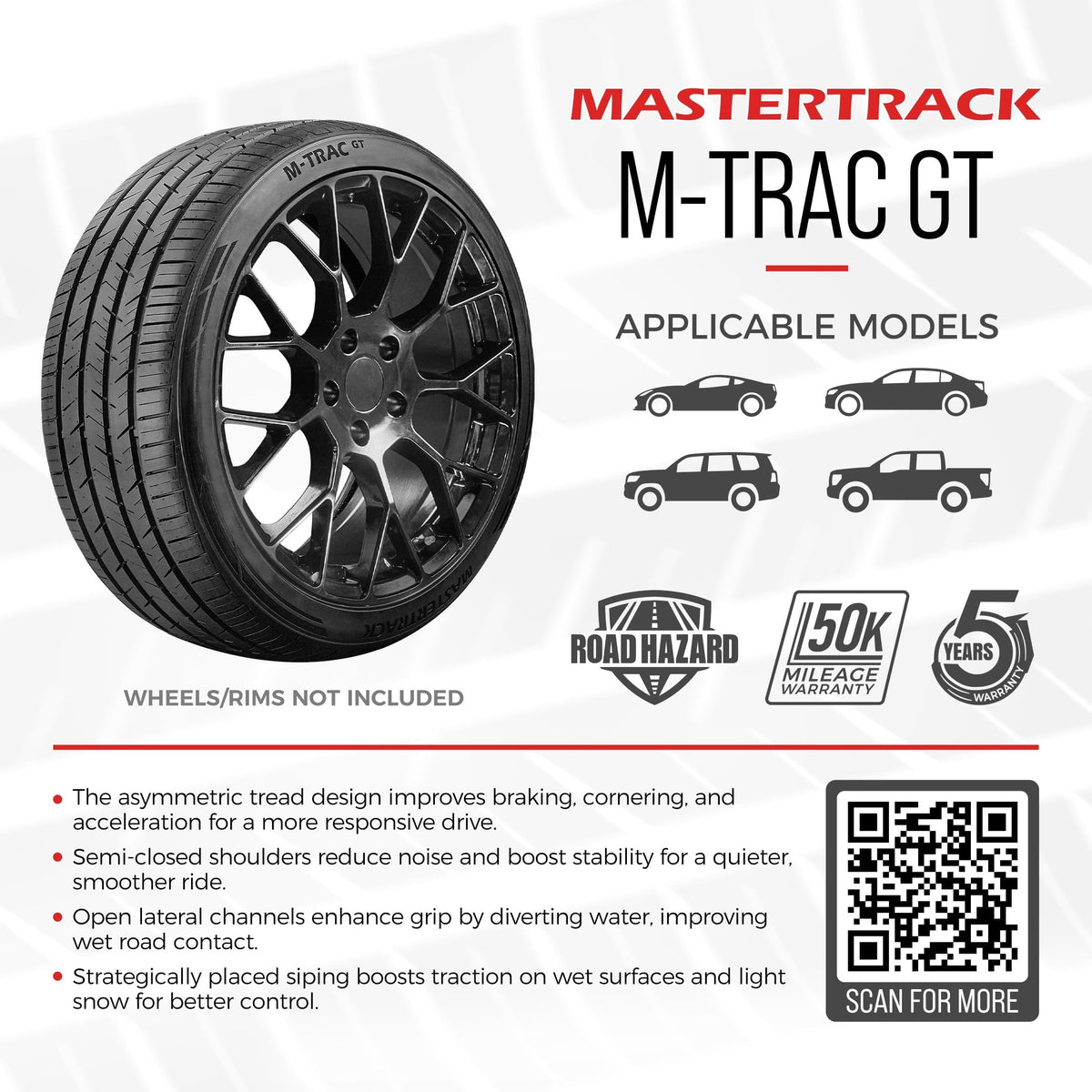 Mastertrack M-TRAC GT High Performance 235/40ZR19 96W XL A/S Passenger Tire 235/40/19 (Tire Only)