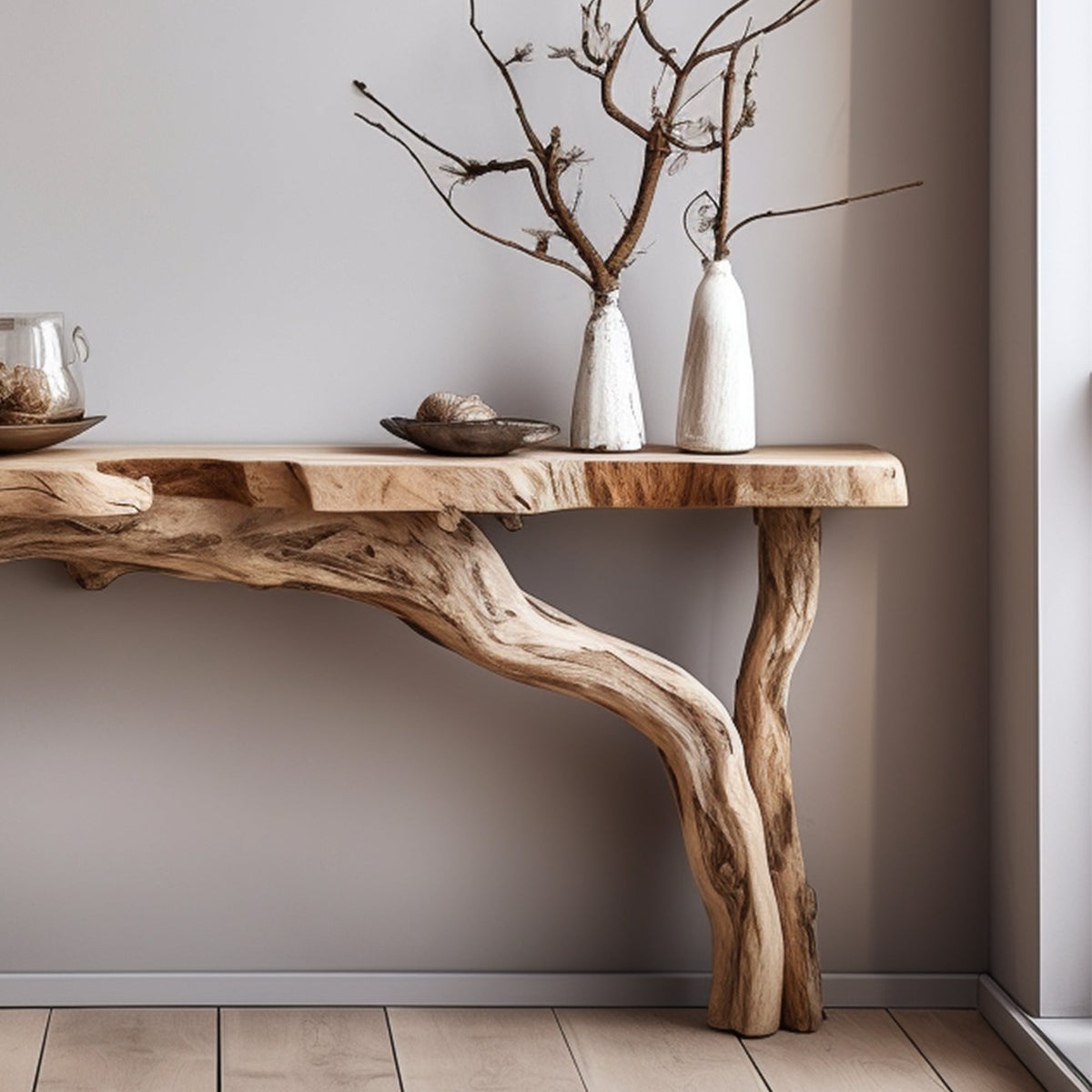 Rustic Live Edge Solid Wood Side Console for Modern Spaces - view 3