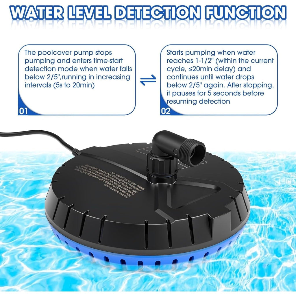 LHUKSGF Automatic Pool Cover Pump, 1500 GPH, Automatic