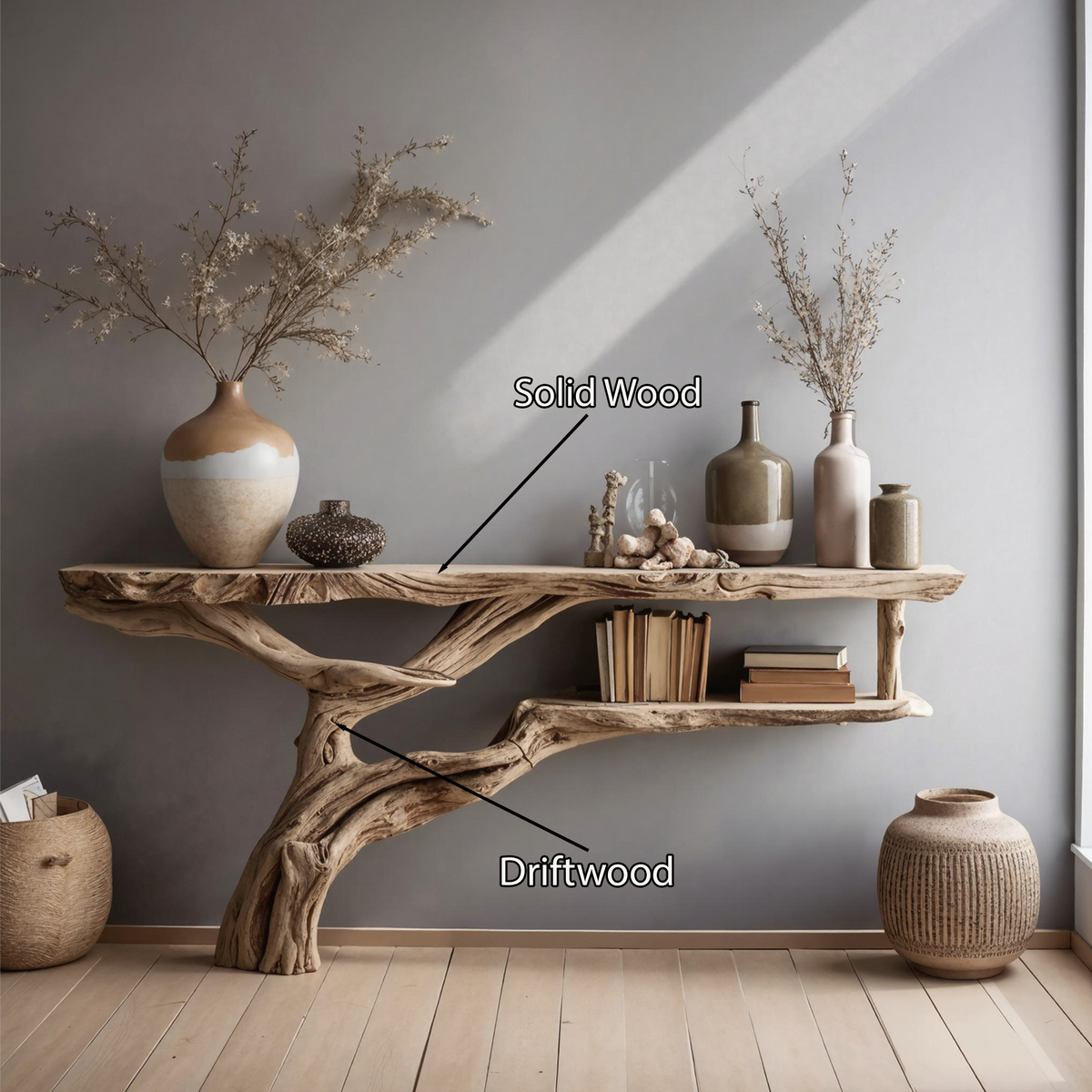 Farmhouse Wood Hallway Console Table with Solid Frame - view 4