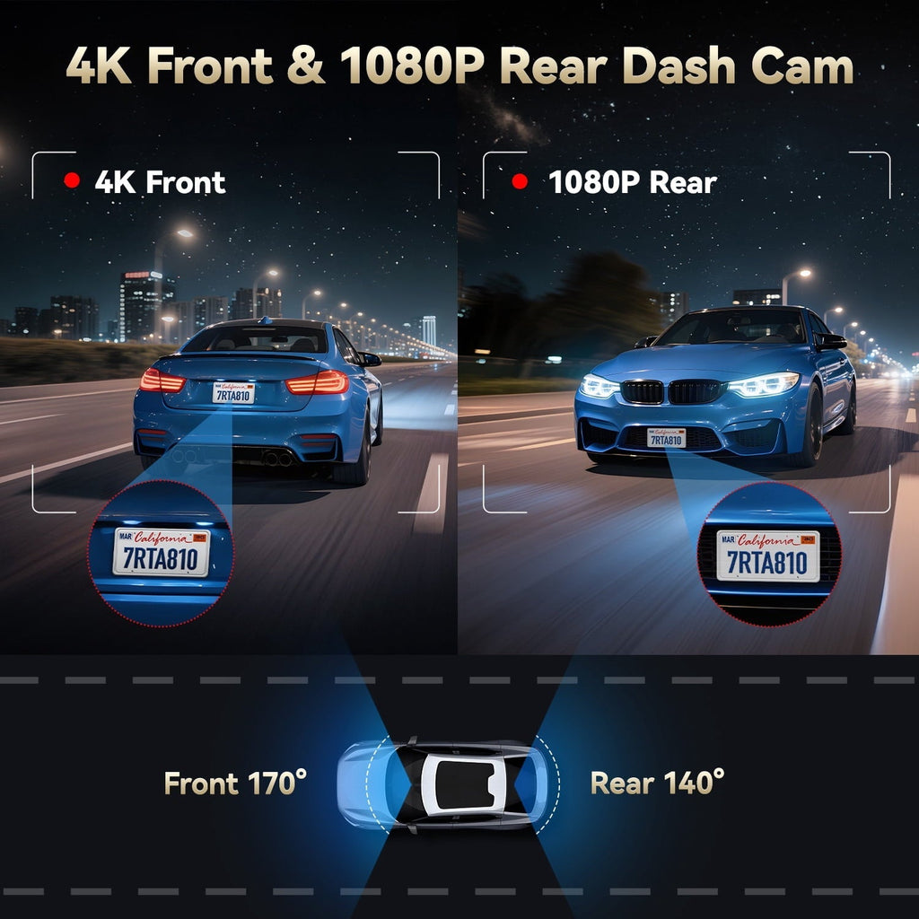 Camera Small Screen REDTIGER A8 Dash Cam Front and Rear, 4K Car Dash Camera with AI Driver ...
