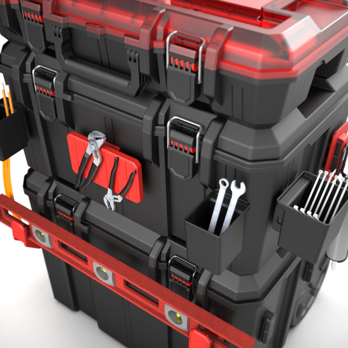 Hyper Tough Hyper Stack 3-Piece Modular Rolling Toolbox System, Black