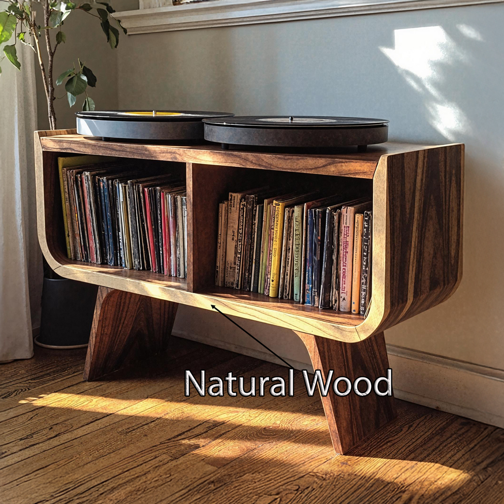 Minimalist Low Wood Record Player Stand for Living Room - view 6